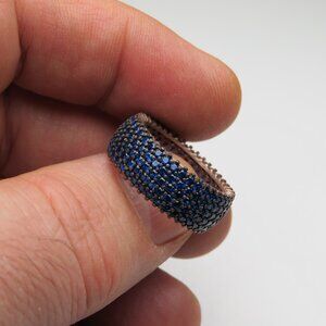 18k Rose Gold Sterling Silver Sapphire Band Ring